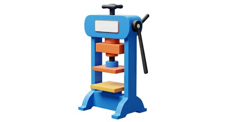 Colorful manual press machine for shaping materials in workshop  