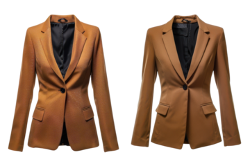 Stylish tailored blazers in warm hues on a minimalist backdrop showcasing contemporary fashion for modern wardrobes isolated on transparent background