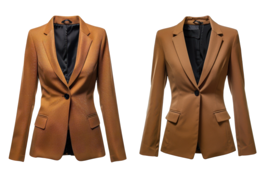 Stylish tailored blazers in warm hues on a minimalist backdrop showcasing contemporary fashion for modern wardrobes isolated on transparent background