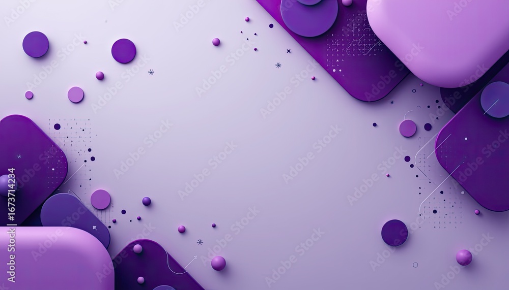 Poster abstract purple geometric design with circles and rounded shapes for a modern background or texture