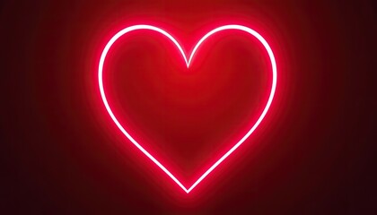 Bright Neon Heart Shape Against Dark Background in Vibrant Pink Color for Romantic Themes and Designs