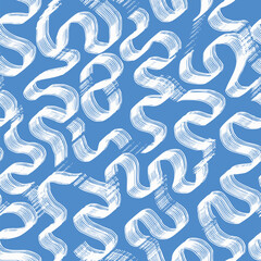artistic hand drawn unique seamless geometry monochrome denim blue lineart pattern design in vector 