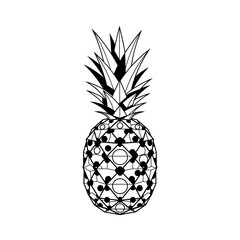 Geometric Black and White Pineapple Illustration