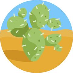 A desert cactus with upright arms and sharp spines.