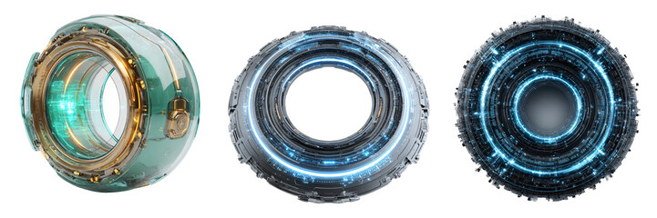 Digital Energy Cores: Futuristic Tech Rings Collection