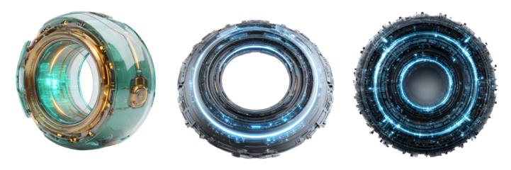 Digital Energy Cores: Futuristic Tech Rings Collection