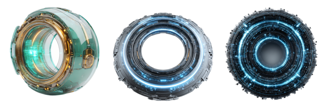 Digital Energy Cores: Futuristic Tech Rings Collection