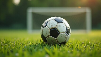 Obraz premium Ein Fußball auf dem Rasen