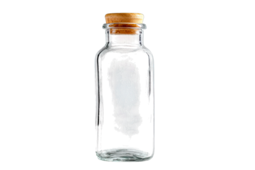 clear glass bottle isolated on white background zero waste concept