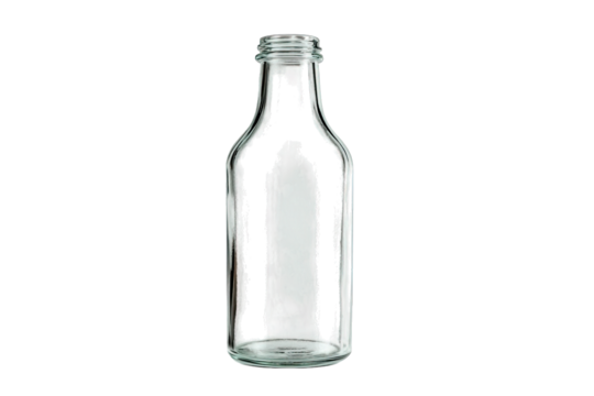 clear glass bottle isolated on white background zero waste concept