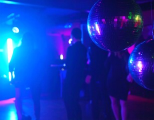 Obraz premium Blurred night club scene with vibrant lights