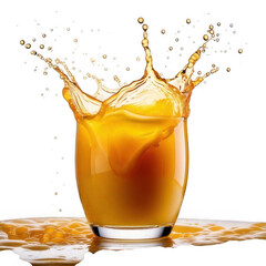  Honey milk with splash, isolated on white and transparent background