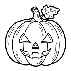 Line illustration of Jack pumpkin in vector for Halloween.