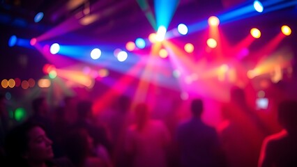Vibrant nightclub scene with dynamic lighting and energetic atmosphere, capturing modern nightlife.