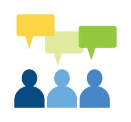 Group communication and discussion icon,Teamwork and collaboration symbol with speech bubbles