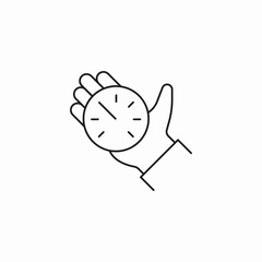 hand holding clock icon sign vector