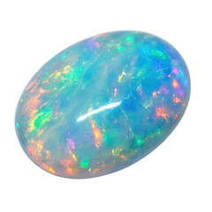 Stunning Light Blue Opal Gemstone: Cabochon Cut, Iridescent Play of Color