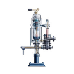 Detailed Cutaway Illustration of a Complex Industrial Machine with Transparent Components