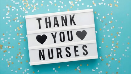 Lightbox with an inscription on a blue background.