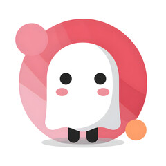 Fototapeta premium A cute and whimsical ghost icon exuding warmth and friendliness, set against a vibrant background.
