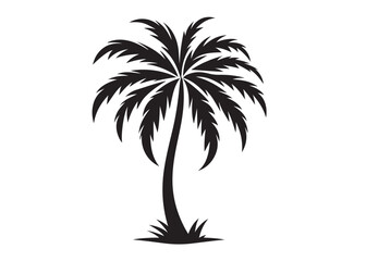 Fototapeta premium coconut tree logo silhouette vector, tropical palm tree silhouette vector logo design, palm tree summer logo vector illustration, palm tree summer logo silhouettes vector on white background