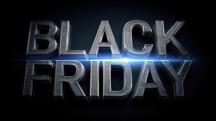 Black Friday 3d lettering is glowing on dark background
