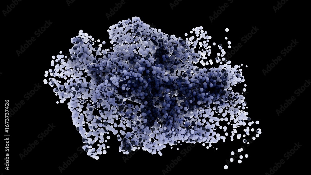 Poster abstract particle cloud on black background