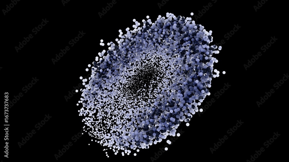 Poster abstract particle swarm on black background