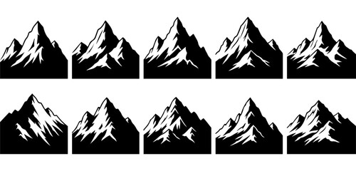 Fototapeta premium Vector art of series of black and white mountain silhouettes