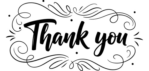 Vector art of elegant black thank you calligraphy