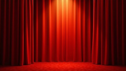 Red velvet stage curtains with spotlight red curtains