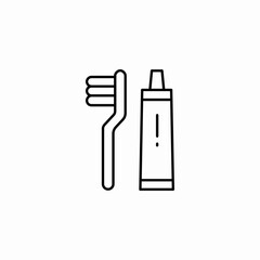 toothbrush toothpaste set icon sign vector