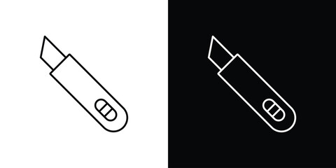 Utility knife icons. simple, stroke, black icons