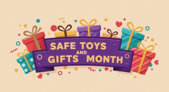 Colorful Gift Boxes Vector Illustration for Safe Toys and Gifts Month 