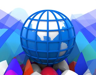 3D globe on colorful abstract background