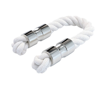Pair of white cotton ropes with chrome accents