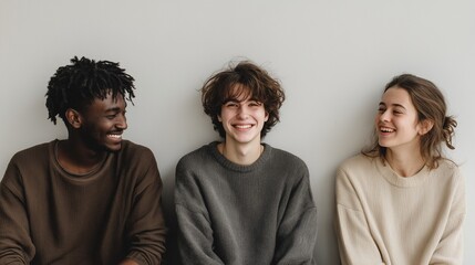 Diverse group of young friends smiling casual portrait