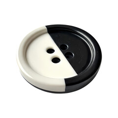 Two-Tone Black and White Button:  Close-up Product Shot of a Designer Clothing Button, Perfect for Fashion and Craft Projects