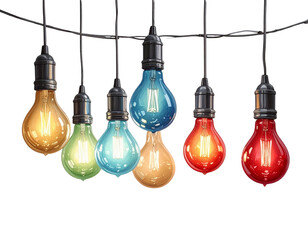 Obraz premium Angled Perspective of Hanging Holiday Lights, 3D Illustration