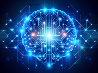 Naklejka premium Artificial Intelligence The Human Brain Meets Technology