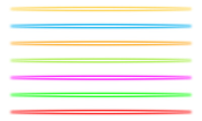 Colorful Glowing Neon Line Dividers Set with Transparent Background