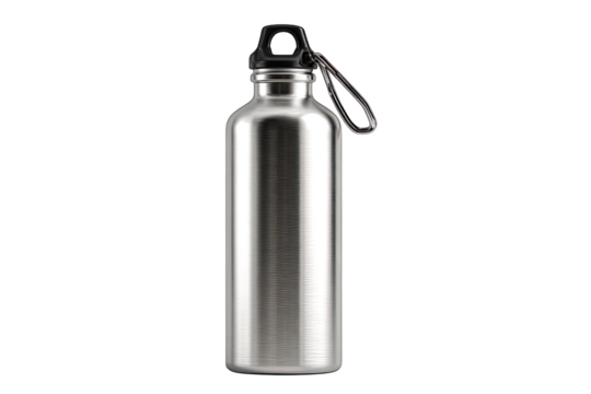 eco friendly reusable water bottle stainless steel isolated on white background