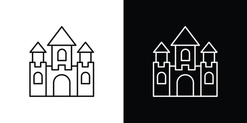 Castle icons. simple, stroke, black icons