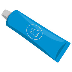 Vector toothpaste tube flat icon in flat style isolated on white background, perfect for web, health, hygiene, advertising, and dental themed visuals.