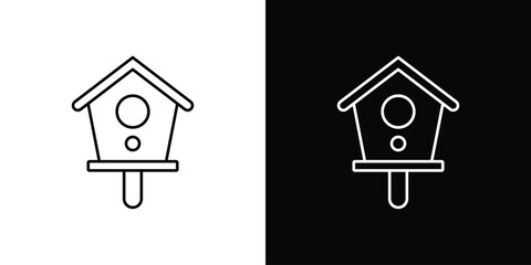 Bird house icons. simple, stroke, black icons
