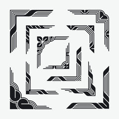 Art Deco Geometrical graphical Corners Vector Set
