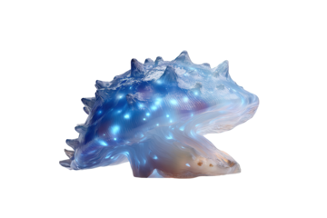 Glowing Blue Shell Creature on Transparent Background