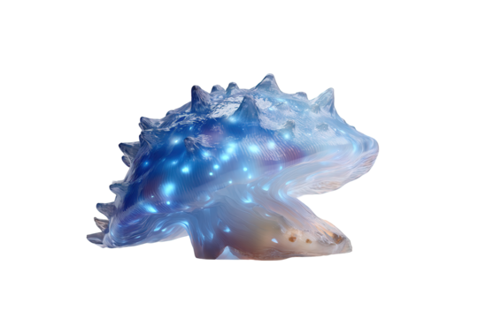 Glowing Blue Shell Creature on Transparent Background