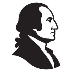George Washington Silhouette Vector, Founding Father Profile Illustration Clipart