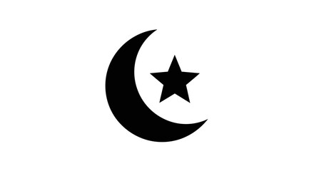 Fototapeta premium Crescent Moon and Star Symbol, Islamic Icon.